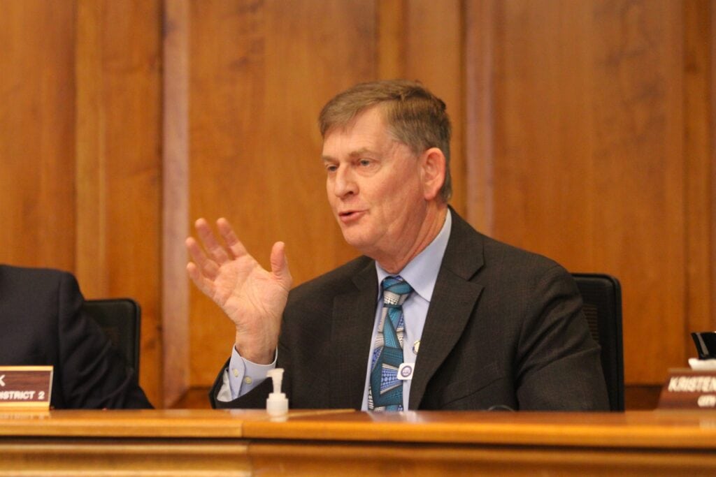 Gainesville Commissioner Ed Book speaks at a January 2025. Photo by Seth Johnson